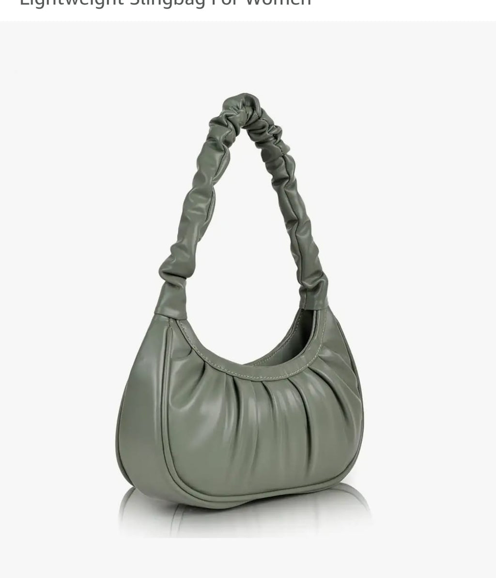 HEIGHTSMART Women’s Trendy Ruched Hobo Bag – Premium Vegan Leather Scrunchie Handle Shoulder Baguct