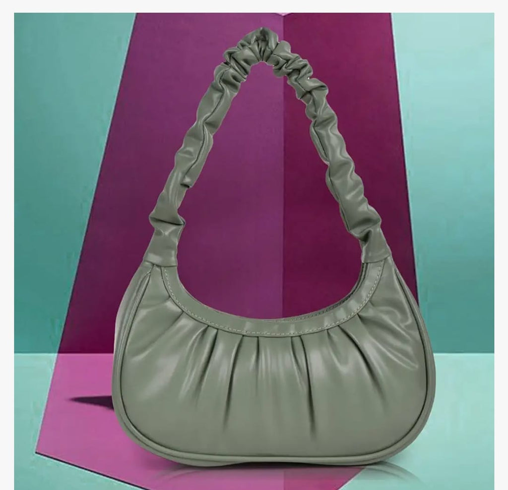 HEIGHTSMART Women’s Trendy Ruched Hobo Bag – Premium Vegan Leather Scrunchie Handle Shoulder Baguct
